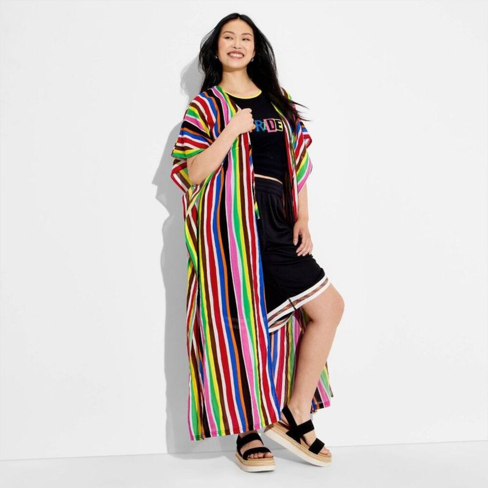 No Brand - Pride Adult Short Sleeve Cover-Up - Striped S/M